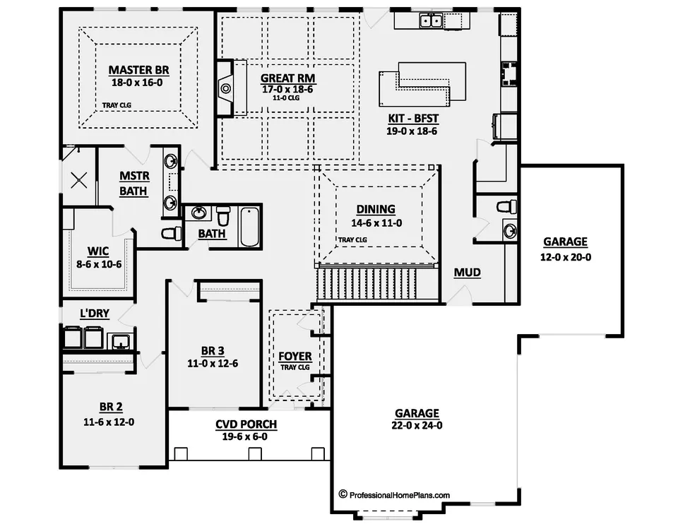 The Ketterington main level floor plan